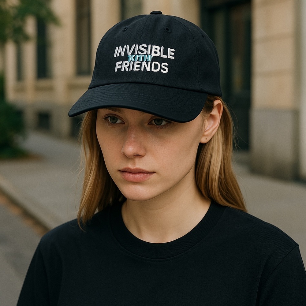 KITH x INVISIBLE FRIENDS Black Cap with Embroidered Logo NEW